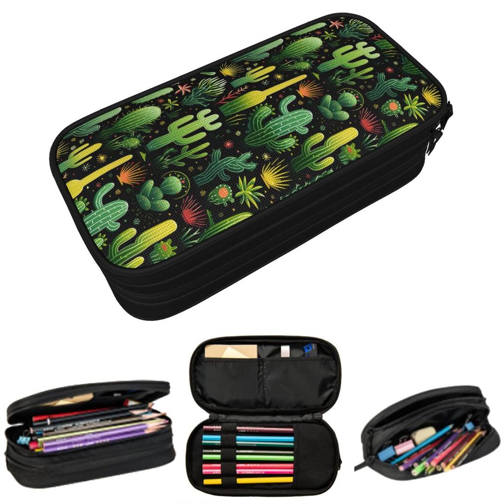 Cactus Garden Green Cacti And Desert Flora Pencil Case for Boy Girl School Pen Box Pencil Bag Stationery Supplies Pen Holder Bag