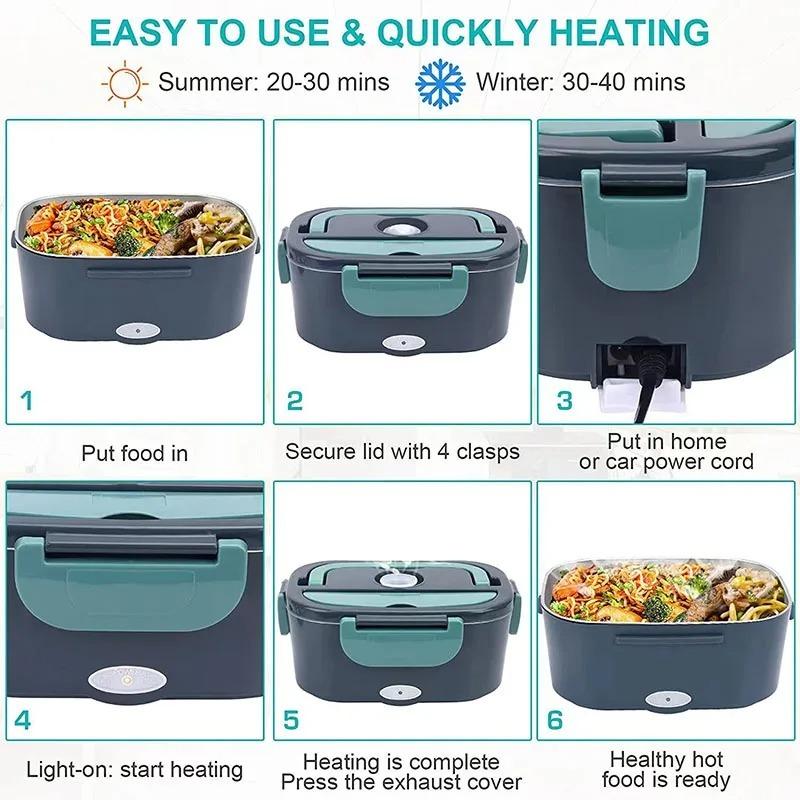 1.5 L 40W Electric Lunch Box Food Warmer Portable Food Heater for Car Or Home - Leak Proof, Lunch Heating Microwave for Truckers