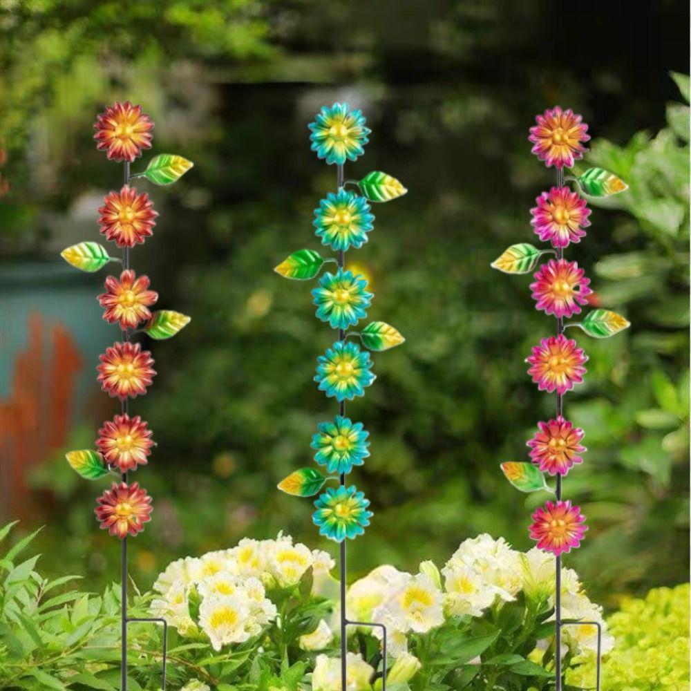 3pcs Plant Shaped Flower Ground Stake Metal Garden Pile Decorative Garden Stakes  Outdoor