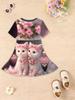 3D Print Butterfly Pattern Faux Denim Short Sleeve Dress for Girls | Casual Crew Neck, Regular Fit, Slight Stretch Fabric, Perfect for Spring/Summer