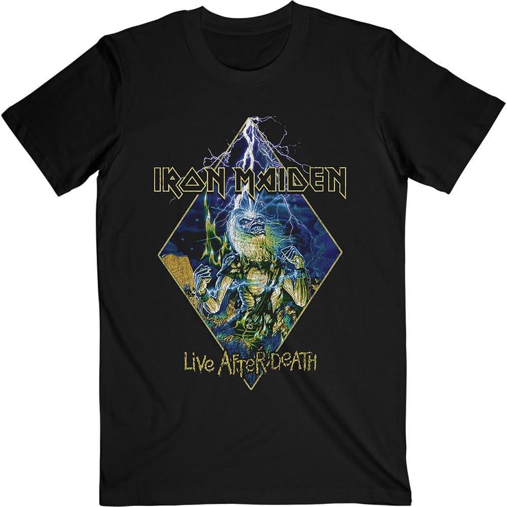 Iron Maiden T Shirt Live After Death Diamond Band Logo Official Mens Black Size S S