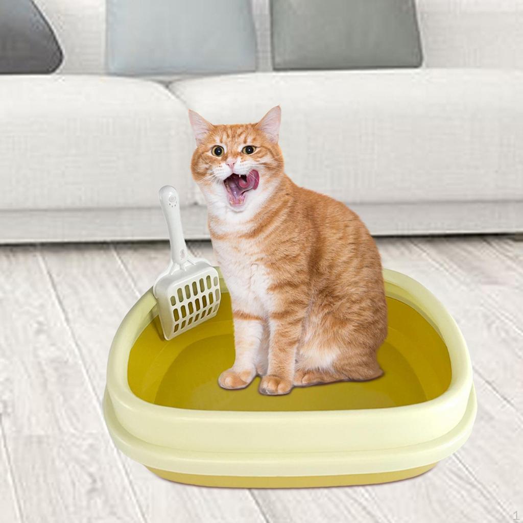 Cat Box Anti-slip bunn Slitesterk lettrengjørende toalett for små, store katter