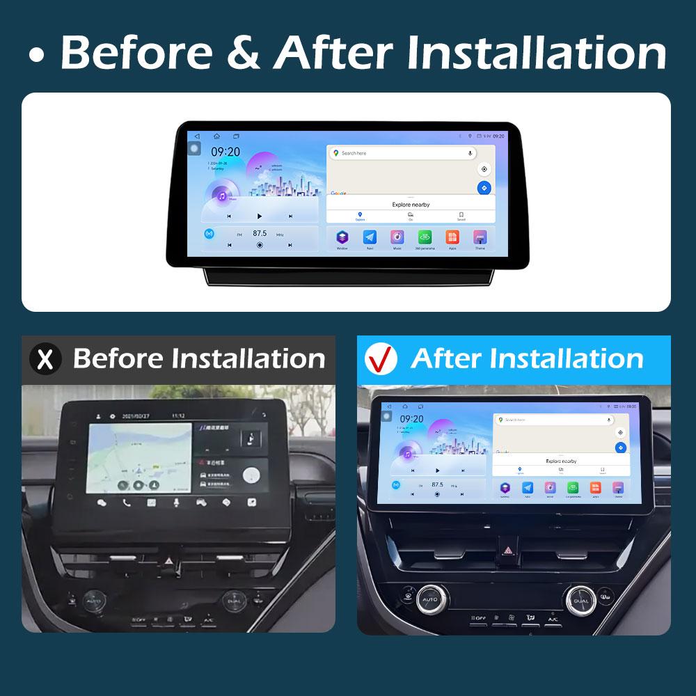 Smart System  12.3 inch Touch Screen for Toyota Camry 2021 Wireless Carplay Android OS Bluetooth Cooling fan DSP Stereo No 2 din