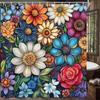 Boho Floral Printed Shower Curtain Watercolor Flower Vintage Plant For Bathroom Decor