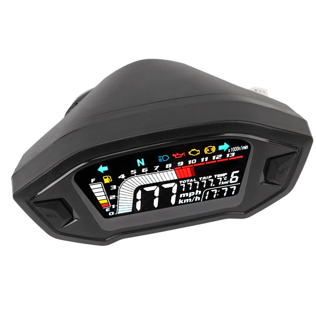 Motorcycle Speedometer LCD Digital Odometer Tachometer RPM Water Temperature Gauge for Single Double Four Cylinder