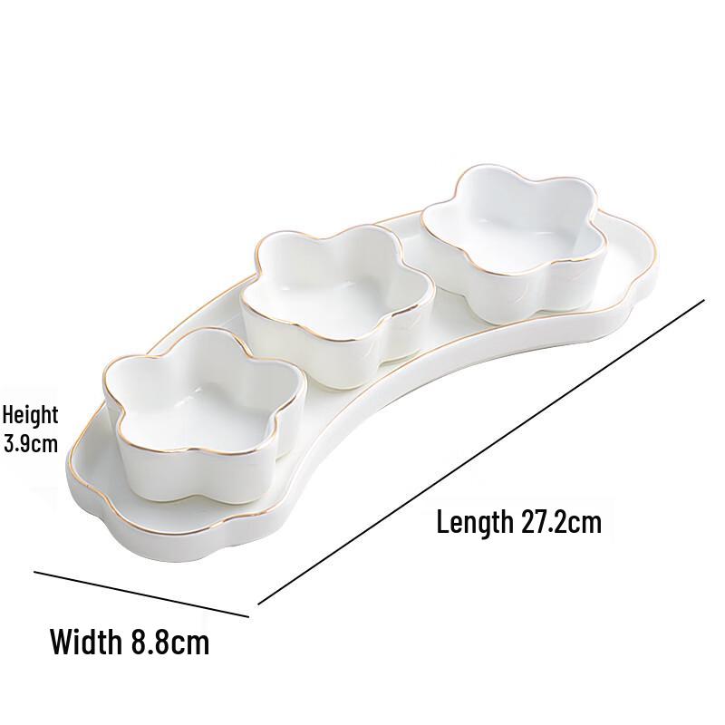 Three-Compartment Ceramic Appetizer & Sauce Dish