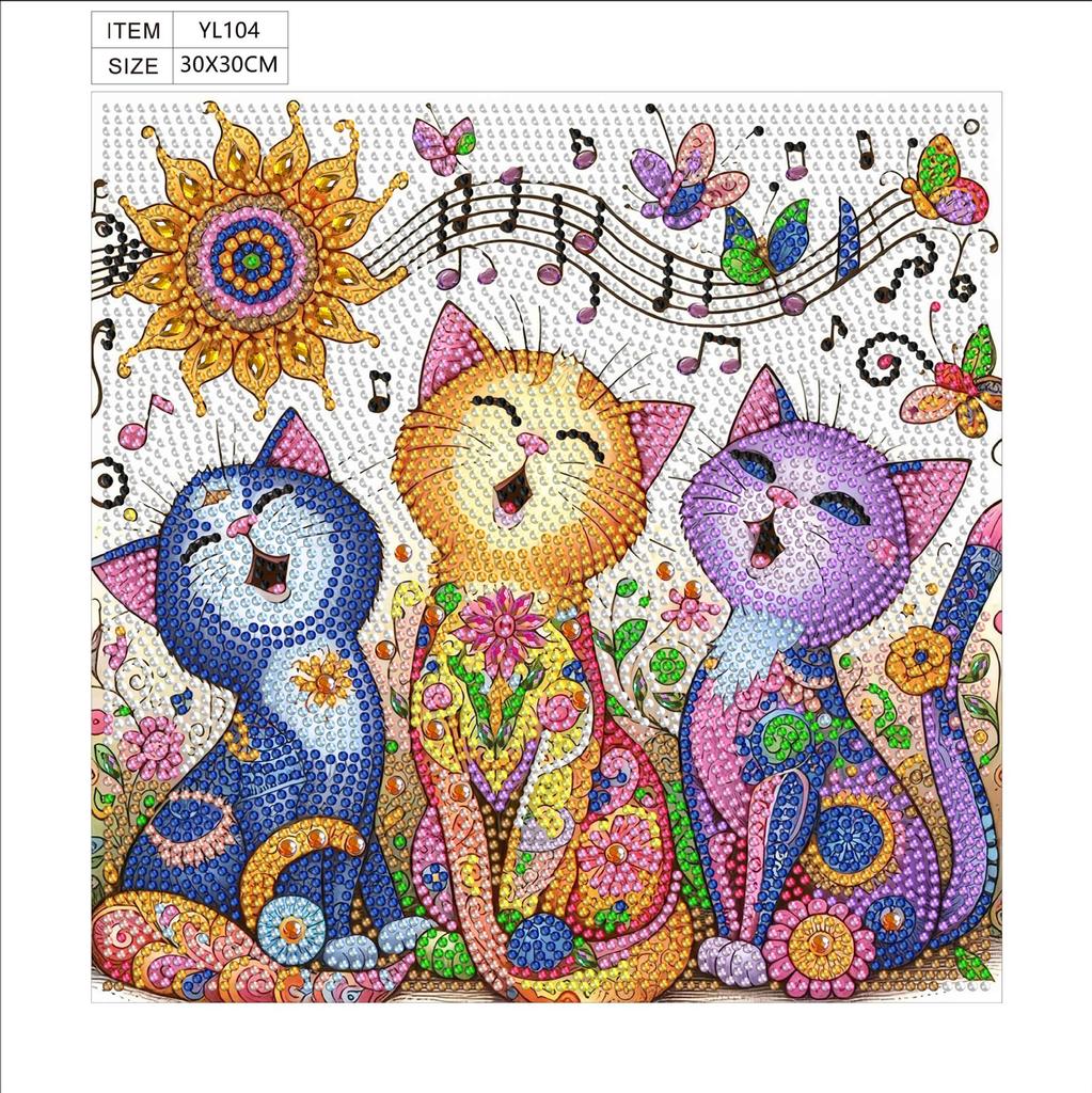 5D Special-Shaped Bright Diamond Painting Decorative Sticker, Handmade Diy Cat Children'S Painting Kit Cross-Border