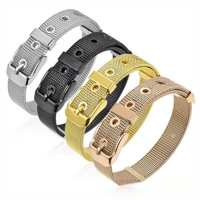 צמיד נירוסטה רב-תכליתי מותאם אישית לנשים תכשיטי טיטניום פלדה מתכווננים צמיד רשת קלוע