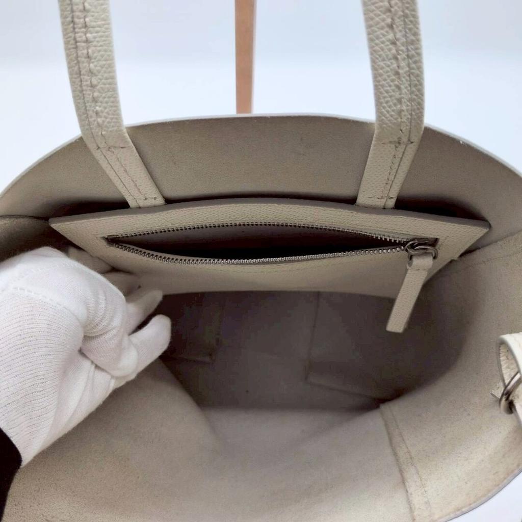 CELINE Vertical Cabas Small 2way Handbag Shoulder Bag Strap Crossbody Genuine Leather White