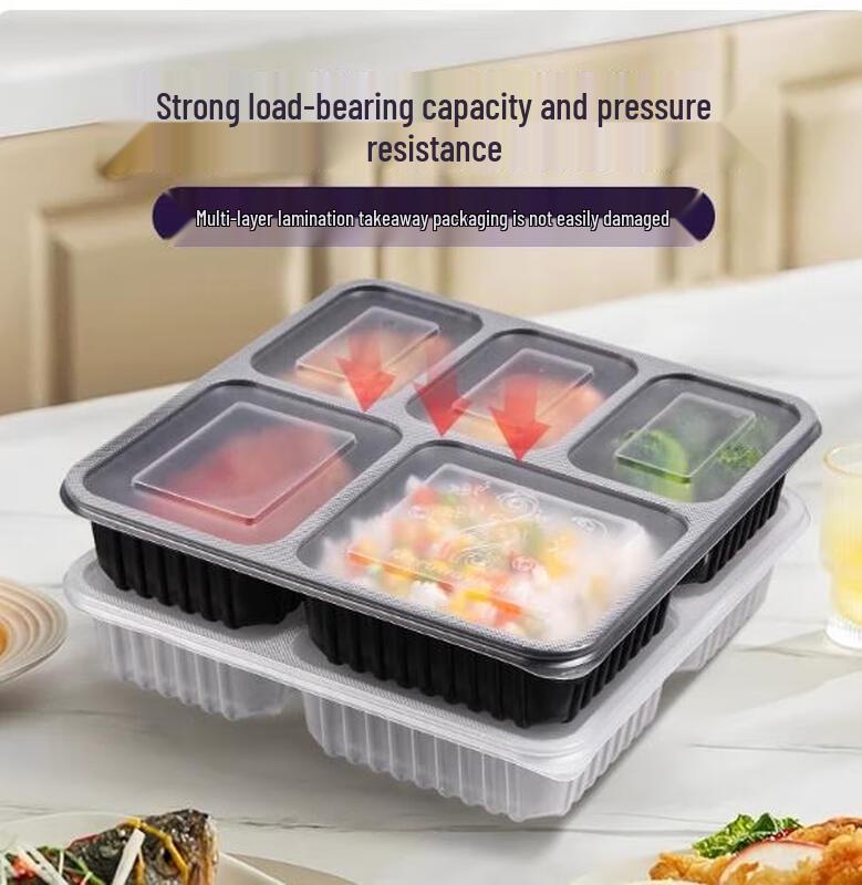 ZLIII 5-Compartment 1500ml Disposable Meal Boxes