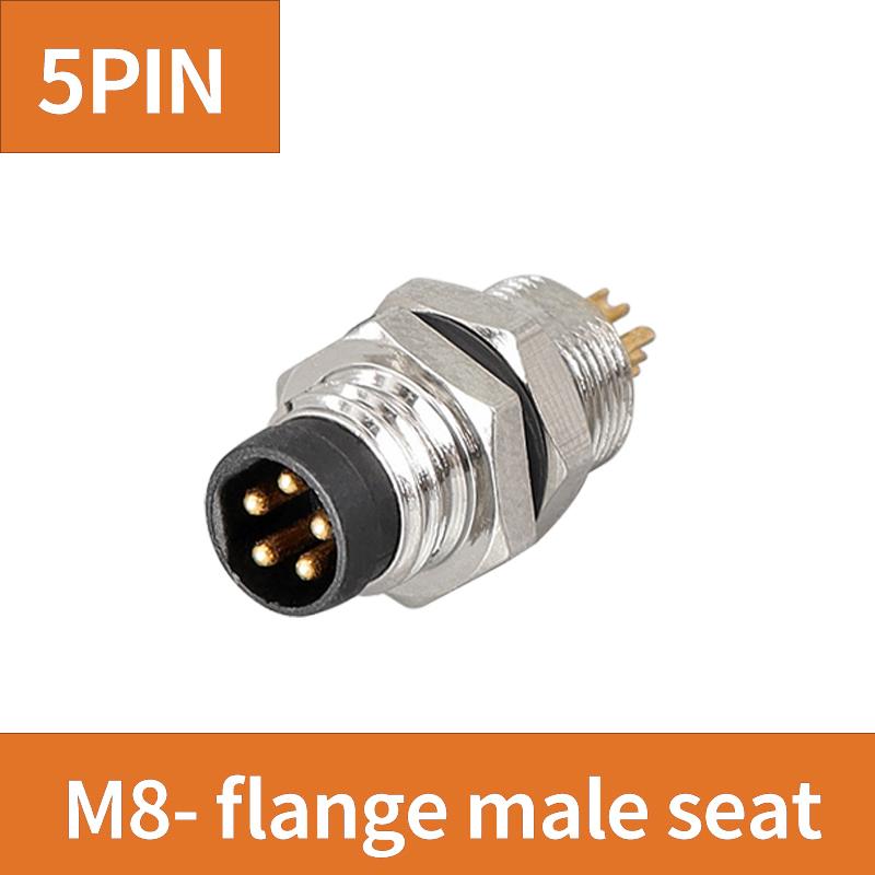 5/10PCS  M8 Flange Mounting Sensor Connector Waterproof Male And Female Plug Threaded Couplings 3 4 5 6 8 Pin A Type Connector