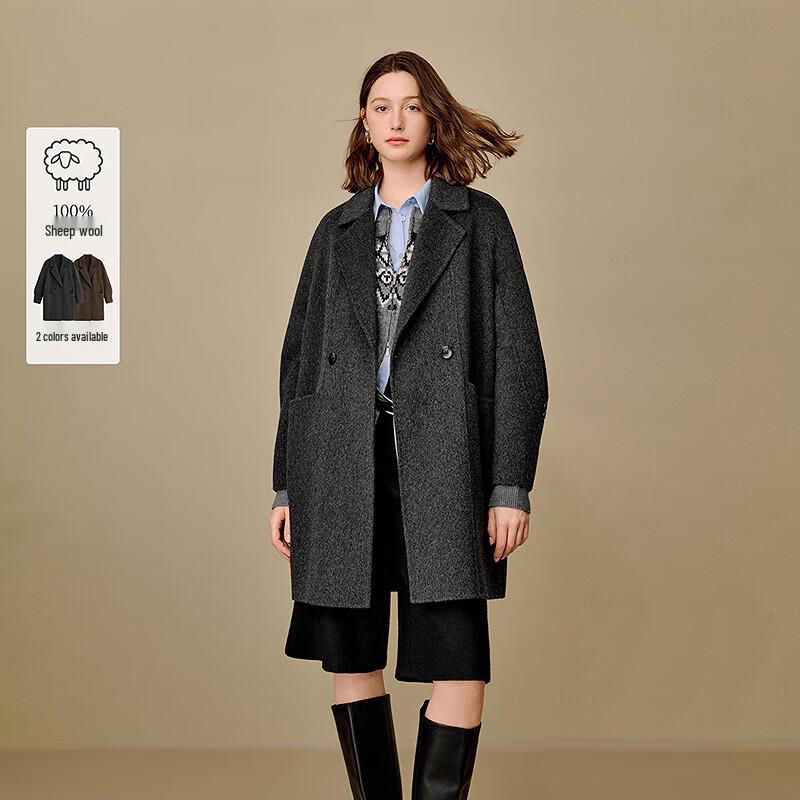 INMAN Pure Merino Wool Revere Collar Double-faced Winter Coat