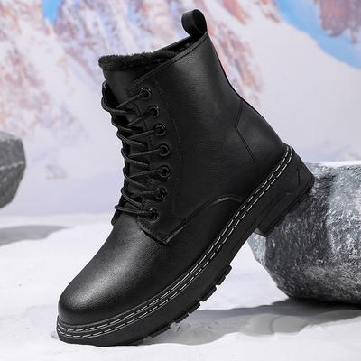 Herren Arbeitsstiefel Winter Warm Plüsch Rutschfest Weichsohle Freizeitschuhe Mode Jugend Joker Übergröße High-Top Komfort Outdoor Stiefel