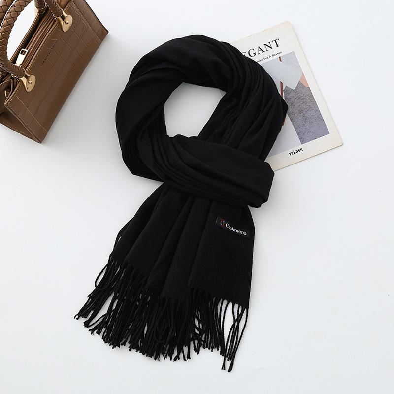Cotton Solid Color Scarf for Women Winter Warm Wool Cashmere Scarf Autumn and Winter Women's Shawl Scarf Korean Style Atmosphere