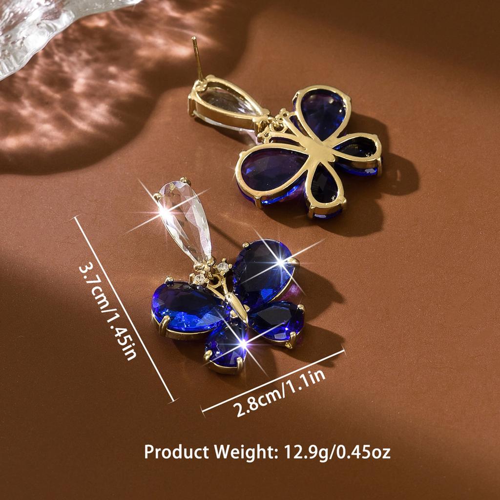 Korean style exquisite niche diamond inlaid butterfly earrings, simple and fashionable earrings wholesale