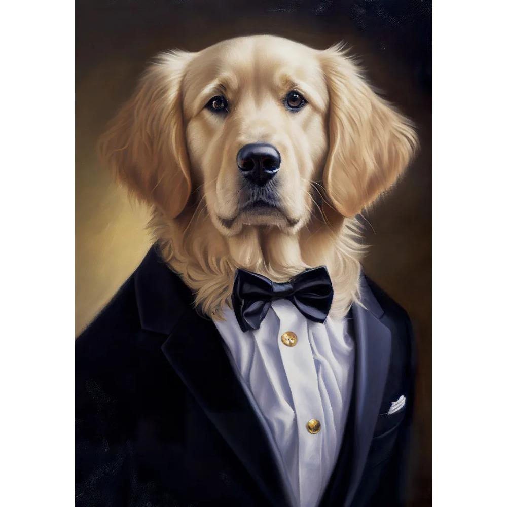 Animal Portrait Lion Fox Golden Retriever In Military Uniform Poster Print Wall Art Pictures Canvas Painting Room Home Decor