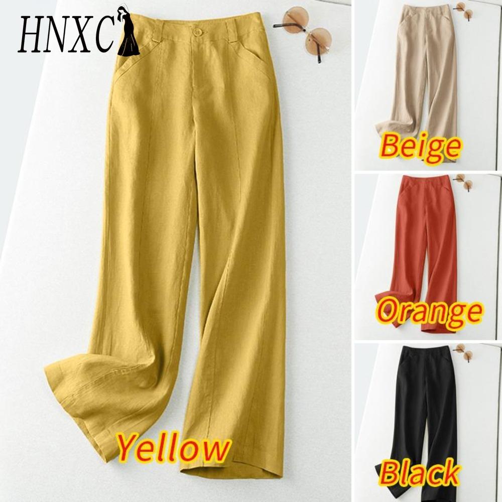 

HNXC Женские модные повседневные брюки и капри с однотонным принтом M белый