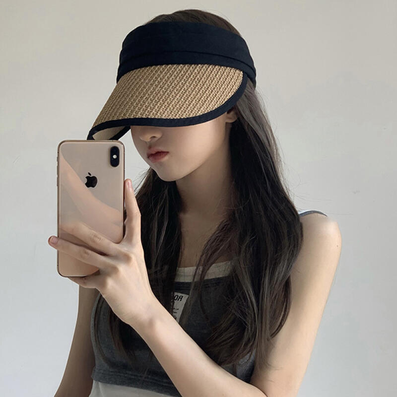 Lubena Wide-Brimmed Summer Straw Sun Cap UV Protection Hat black