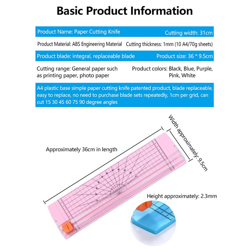 A4 Unidirectional Paper Cutter Accurate Safe Cutting With 5 Extra Blades Cuts 10 Sheet At Once For Craft Scrapbooking Office Use