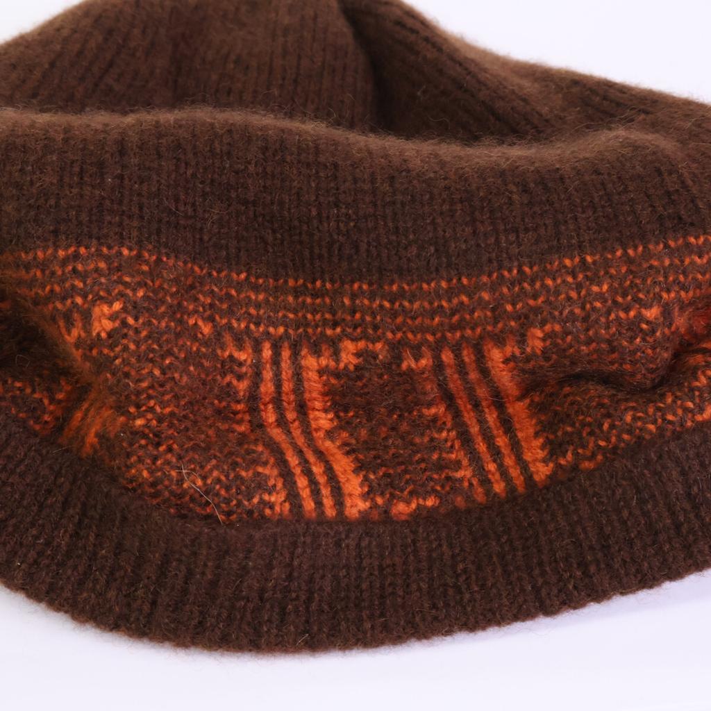 HERMES Margiela-era H logo cashmere knit hat hat Brown / orangeUsed