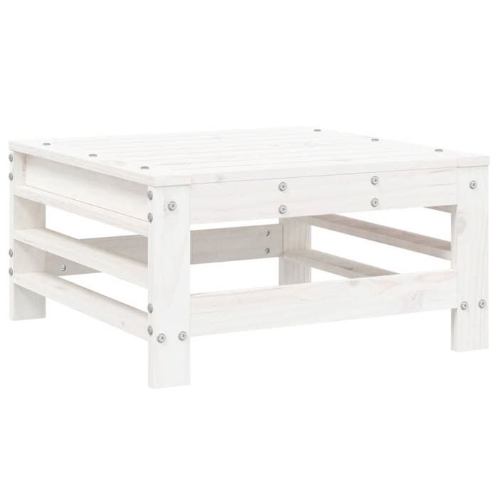 VidaXL Garden Footrest, Seat with Wooden Frame, Coffee Table, Patio Terrace Balcony Outdoor Stool, White Wood 825619