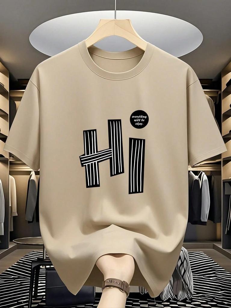 2026 Summer New Style Unisexs Pure Cotton Tshirt with Simple Letter Pattern Print Street Casual Fashion Comfortable and Soft