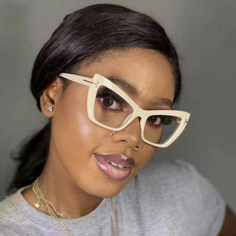 Women's Glasses T-word Cat Eye Glasses, Fashionable Large-frame Glasses