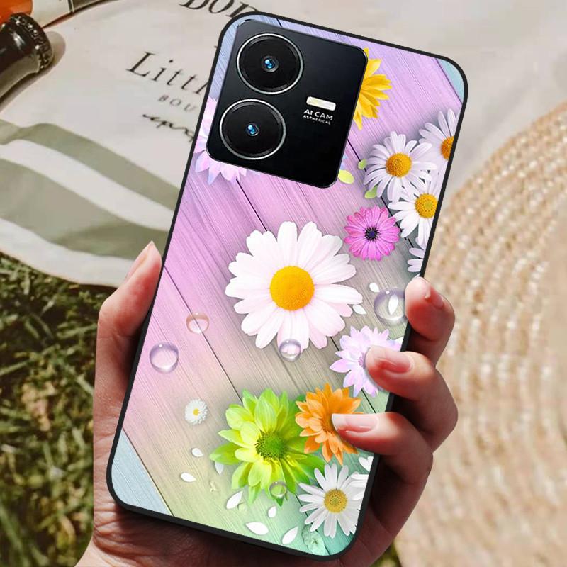 Für Vivo Y22 Hülle Weiches Silikon Stoßfeste Handyhülle für Vivo Y22 Y22s Y 22 s Hüllen Y 22 2022 Schwarzer Bumper Schutzhüllen