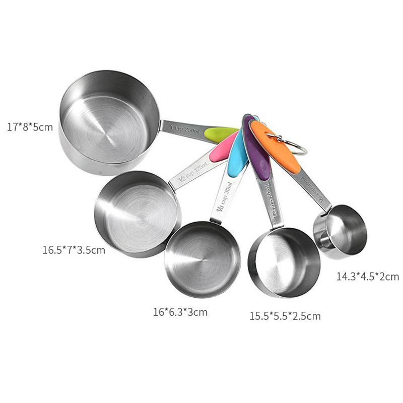 5Pcs Stainless Steel Measuring Cups And Spoons Set Kitchen Accessories For Baking Cake Cooking Making Measuring Kitchen Tools