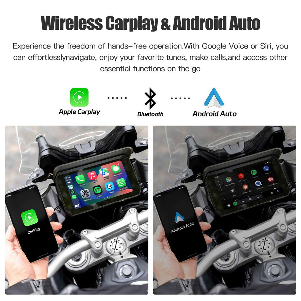 AUTOABC 5 Inch Portable GPS Navigation Motorcycle Waterproof Carplay Display Motorcycle  Android Auto IPX7 GPS Screen