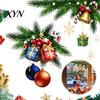 Creative Gift Decorations Christmas Window Clings, Xmas Ball Box Decals with Pine Branch, Decorative Scenes Bell, Snowflake, Reusable Static PVC Glass