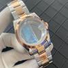 39mm Mid Rose Gold Stainless Steel Watch Case Sapphire Glass Stainless Steel Strap Watches Case for NH35 NH36 4R36 7S Movement