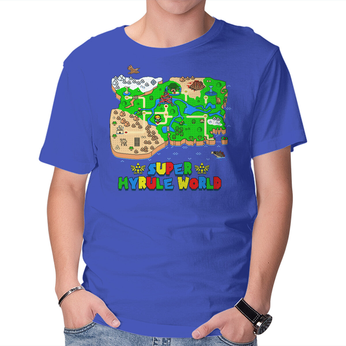 Unisex Crew Neck T-Shirt Super Hyrule World Graphic Short Sleeve Casual Tee XXL