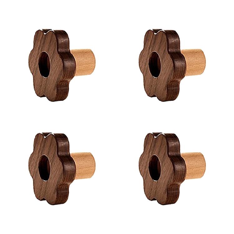 4pcs Multipurpose Florals Cabinet Knobs Sturdy Wood Handles Convenient for Childrens Room Dressers and Chests Use