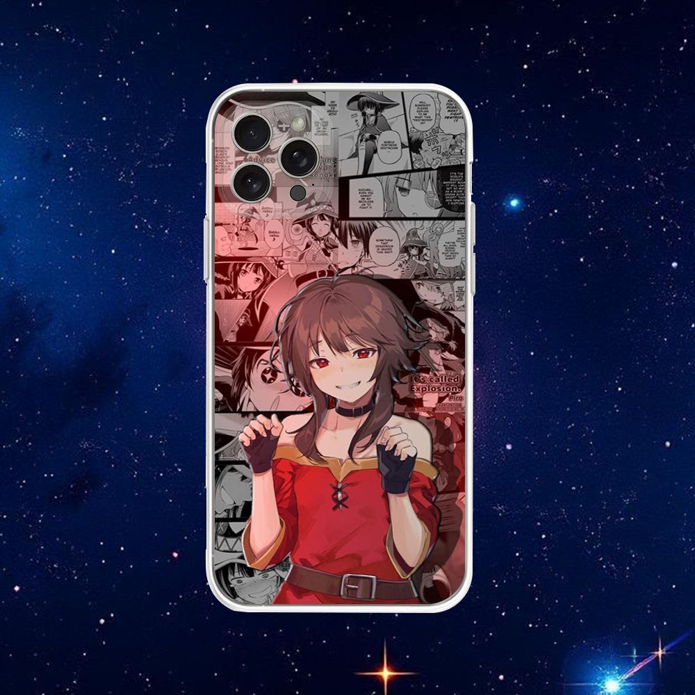 Megumin Anime K-KonoSubaS Phone Case For iPhone 16,15,14,13,12,11 Plus,Pro,Max,XR,XS,X,7,8 Plus,SE,Mini Transparent Shell