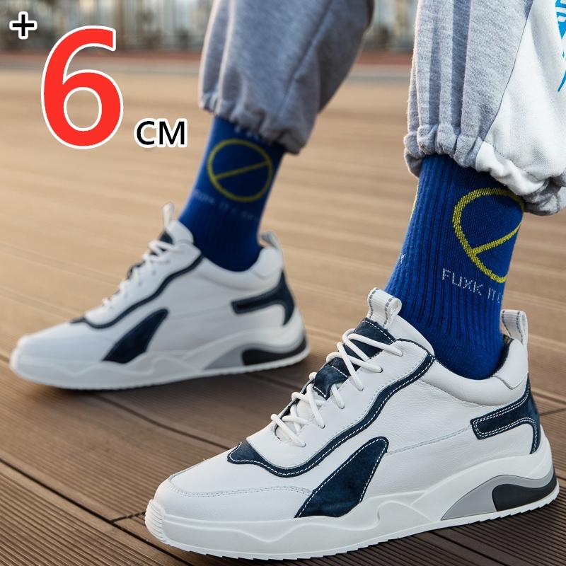 Fashion Fashion Genuine Leather Elevator Shoes Men Casual Lift Sneakers Height Increase Insole 6cm Tall Shoes Man Leisure Sports
