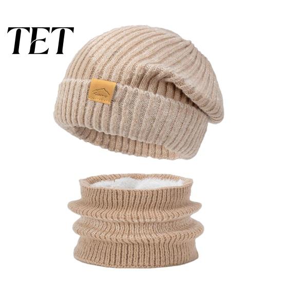 Winter Fashion Accessory for Ladies Hat Neck Warmer Set, Fleece Lined Knitted Hat, Thickened Warm Thermal Cold Weather Knit And Scarf Women Commuting