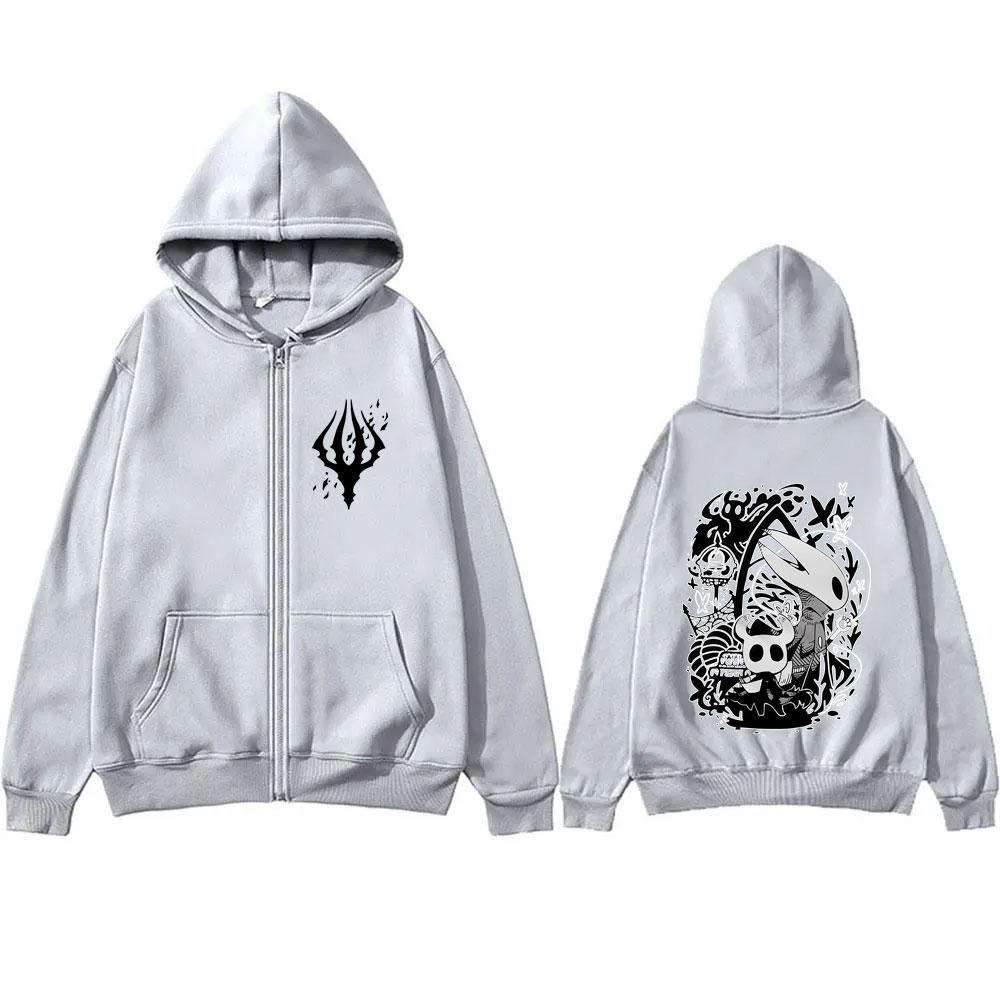 Game Hollow Knight Graphic Zipper Hoodie Men Women Clothing Cotton Casual Oversized Streetwear Male Vintage Zip Up Jacket Coat