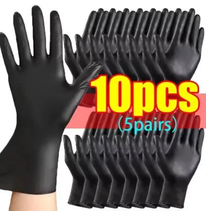 

100/10Pcs Thickened Disposable Nitrile Gloves High Quality Black Car Cleaning Dusting Gloves Repair Work Gloves Auto Accessoires S