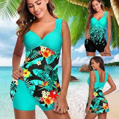 Womens Two Pieces Swimsuit Swimwear Bathing Suit High Waist Tankini Set Tankini Bikini Swimming Suit