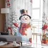 Christmas Snowman Snowflake Sheer Curtains for Living Room Decoration Window Curtains Kitchen Tulle Voile Curtains