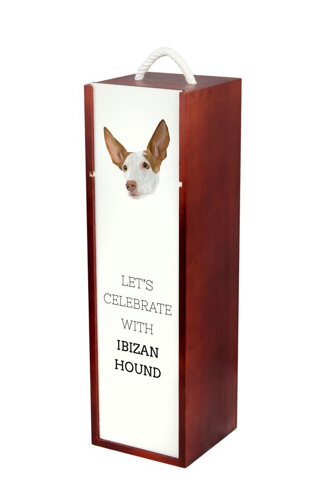 Podenco Z Ibizy, Podenco Ibicenco - Geometryczne Pudełko Ze Zdjęciem I Napisem Na Wino Marki Art-Dog