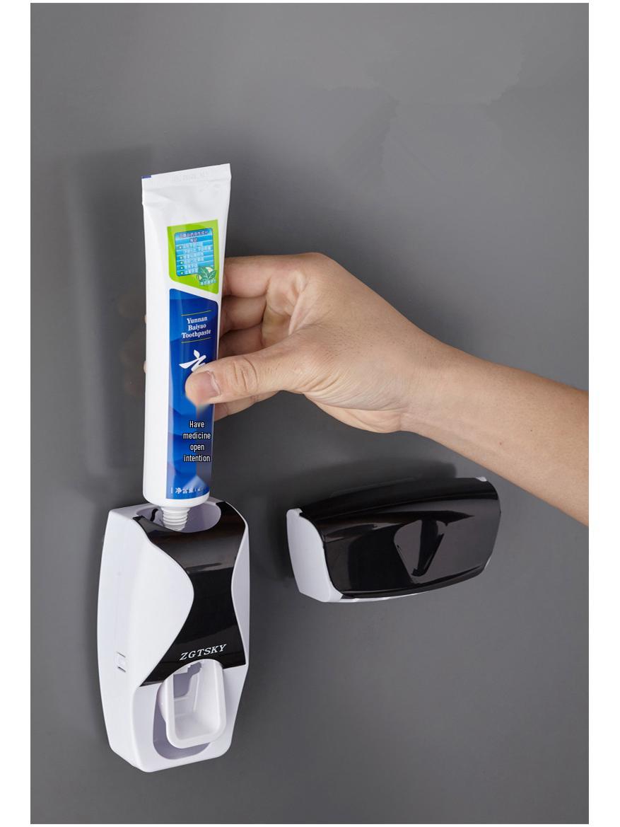 

Автоматический диспенсер для зубной пасты на липучке и держатель для электрической зубной щетки с не оставляющим следов клеем Color Box чёрный