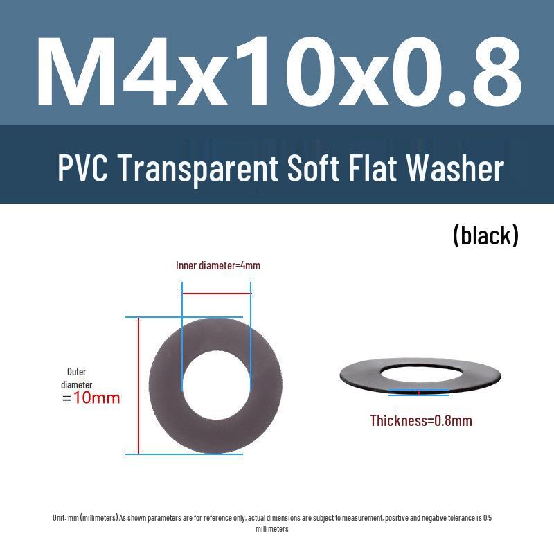 Yigu Black PVC Insulating Waterproof Flat Washer (M2-M10, M4-M5)
