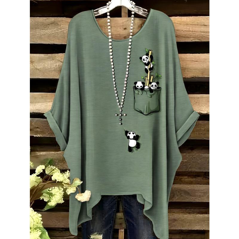 Übergröße, Damen Plus Size Lässiges Kurzarm-T-Shirt - Lila Blumenmuster, Dehnbares Polyester, Rundhalsausschnitt, Maschinenwaschbar, Ganzjahreskomfort