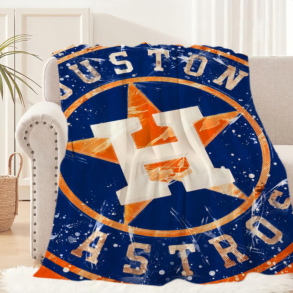 Sport Team Baseball Blanket Plush Nap Sofa Rug A-Astros-ES for Living Room Warm Office Bedroom Birthday Home Travel Kid Gifts