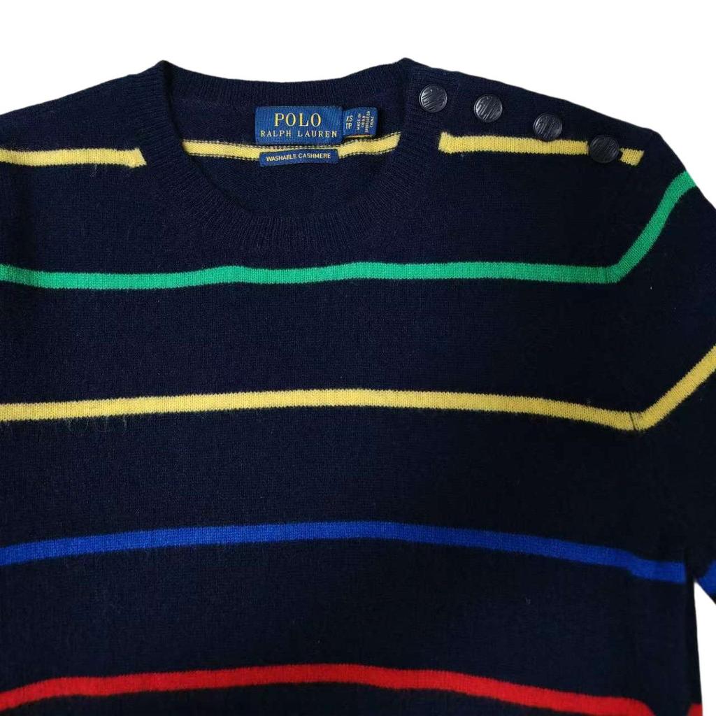 Polo Ralph Lauren Pruhovaný svetr s kulatým výstřihem Kašmírový svetr Dámský svetr 211780446-002