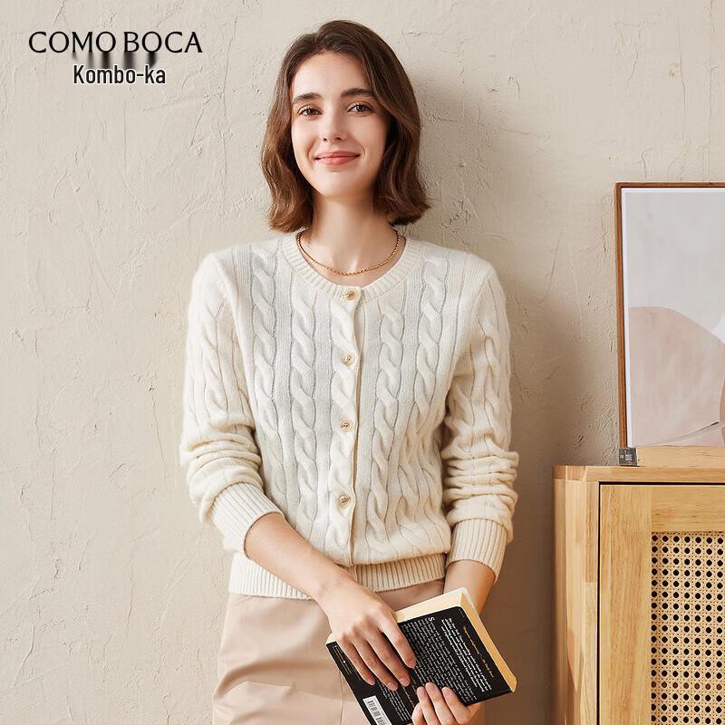 Kemengboka Women's Thickened Cable Knit Cashmere Cardigan