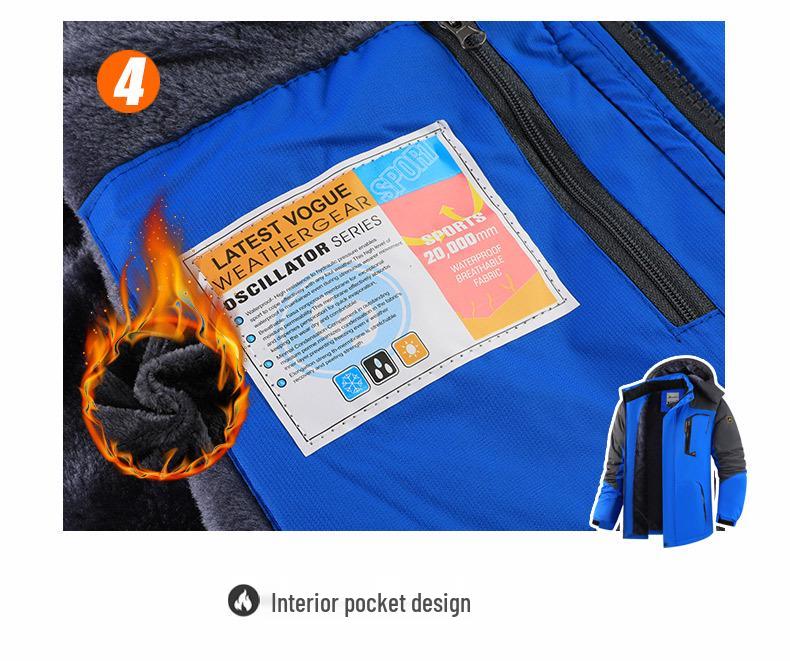 Cross-Border Outdoor Windproof Plus-Size Fleece-Lined Winter Windbreaker Jacket for Skiing and Fishing