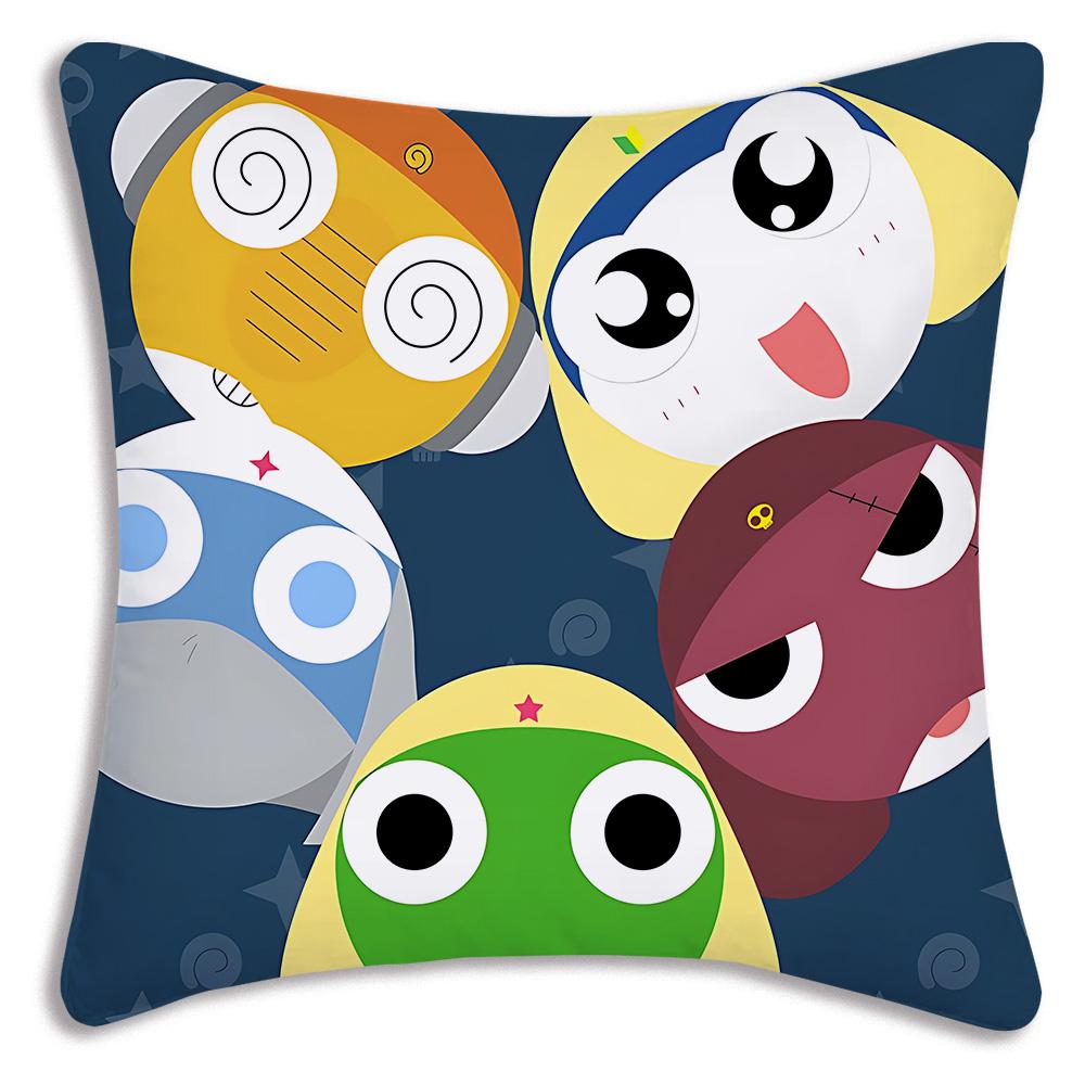 Hot Gunsous K-Keroro frog Pillow Covers Cartoon Sofa Decorative Home Double-sided Printing Short Plush Cute Cushion Cover